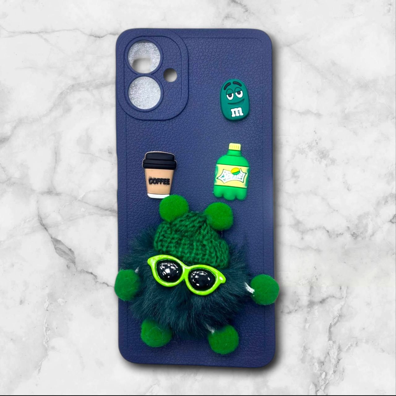  قاب پشمالو سه‌بعدی کارتونی سامسونگ A06 رنگ سورمه ای – یونیک کیس 