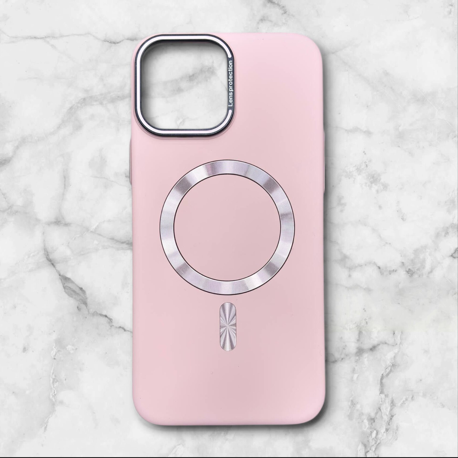  قاب ایفون iPhone13pro مگ‌سیف کربن با فریم فلزی لنز رنگ صورتی – یونیک کیس 