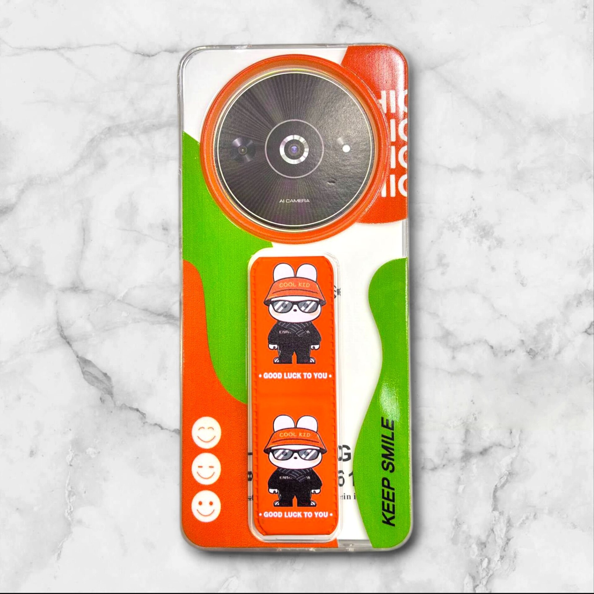  قاب طرح دار شیائومیredmia3 استندی شفاف GOODLUCK رنگ نارنجی – یونیک کیس 