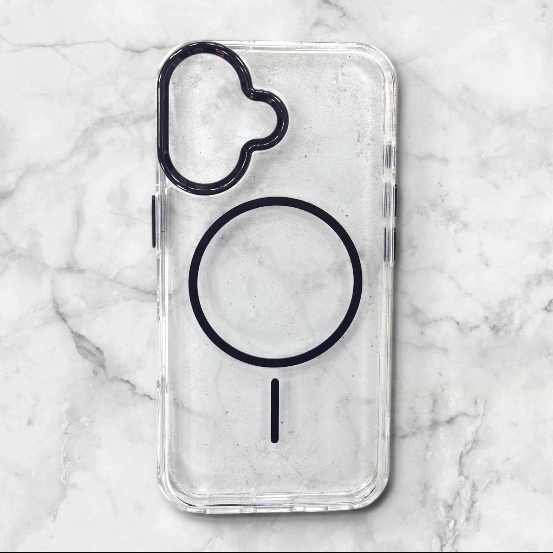  قاب ایفونiPhone16 شفاف با لبه فلزی براق رنگ مشکی – یونیک کیس 