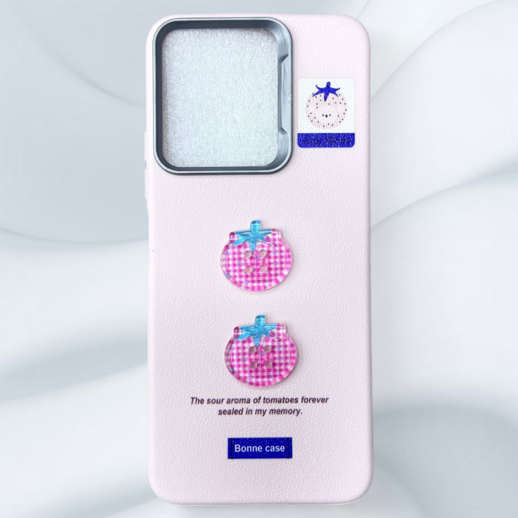 قاب چرمی طرح‌دار شیائومی redmi12 رنگ صورتی – Bonne Case-یونیک کیس