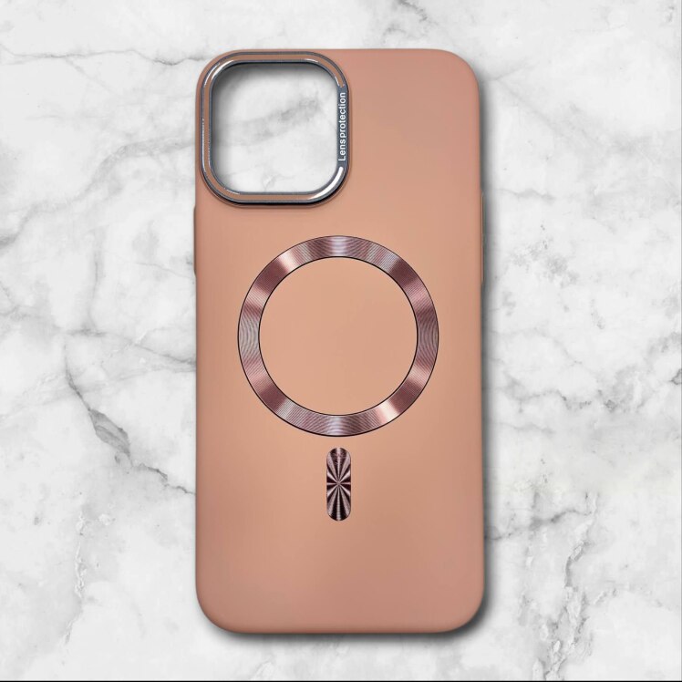 قاب ایفون iPhone13pro مگ‌سیف کربن با فریم فلزی لنز رنگ صحرایی – یونیک کیس 