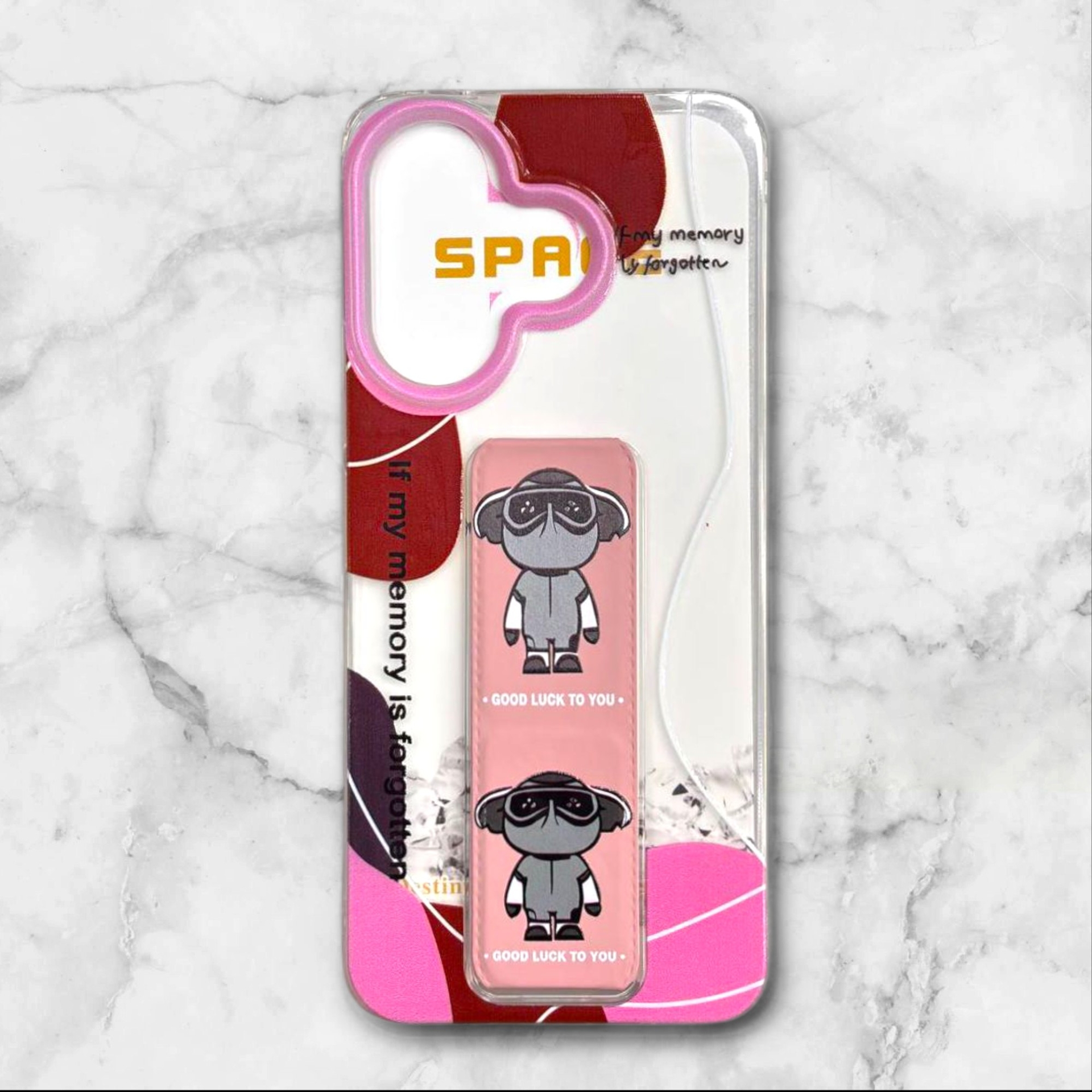  قاب طرح دار شیائومیredmi13x استندی شفاف GOODLUCK رنگ صورتی – یونیک کیس 