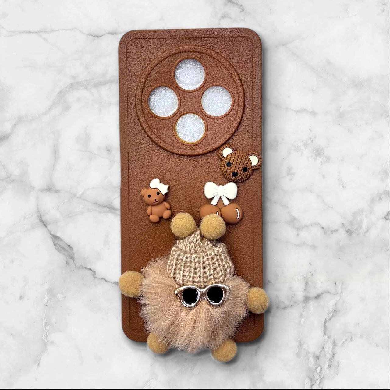  قاب پشمالو سه‌بعدی کارتونی شیائومی Redmi14C رنگ قهوه ای – یونیک کیس 