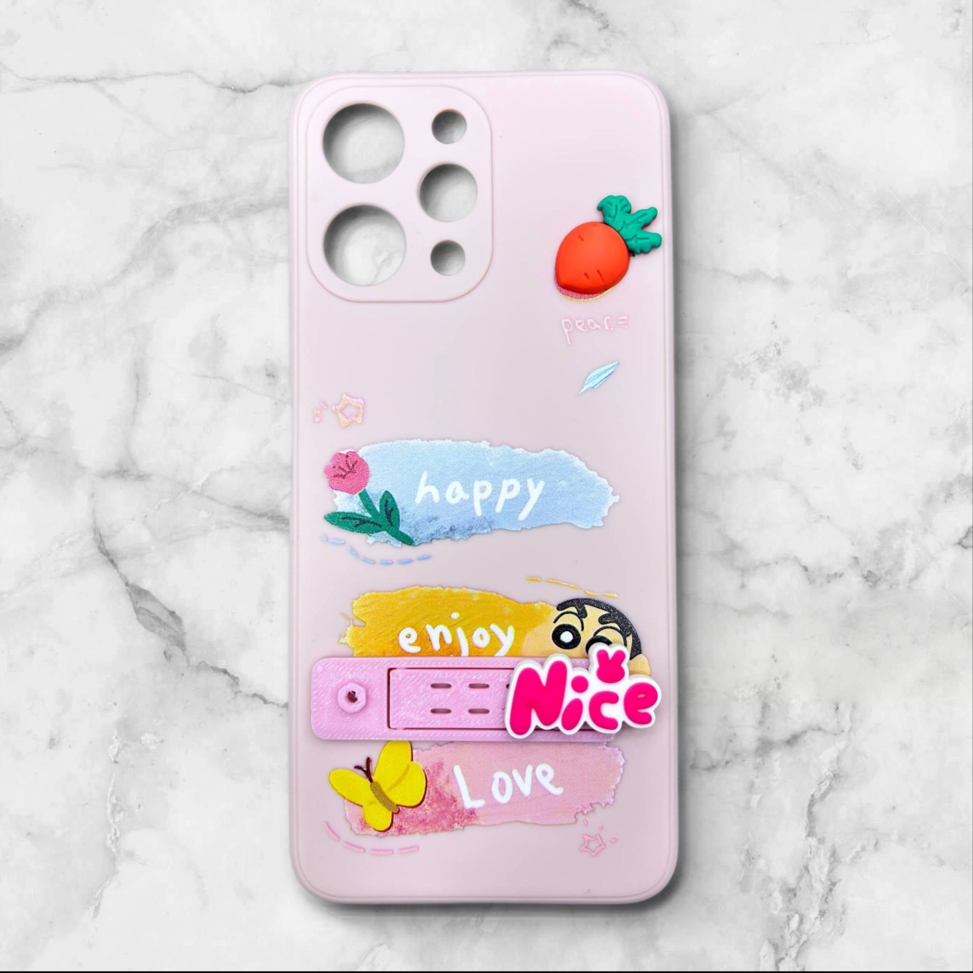  قاب شیائومی redmi12 فانتزی استنددار Nice Mood رنگ صورتی – یونیک کیس 