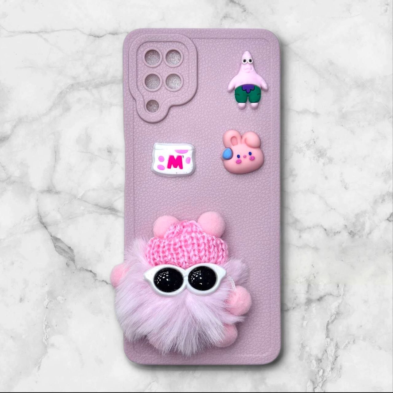  قاب پشمالو سه‌بعدی کارتونی سامسونگ A12 رنگ صورتی – یونیک کیس 