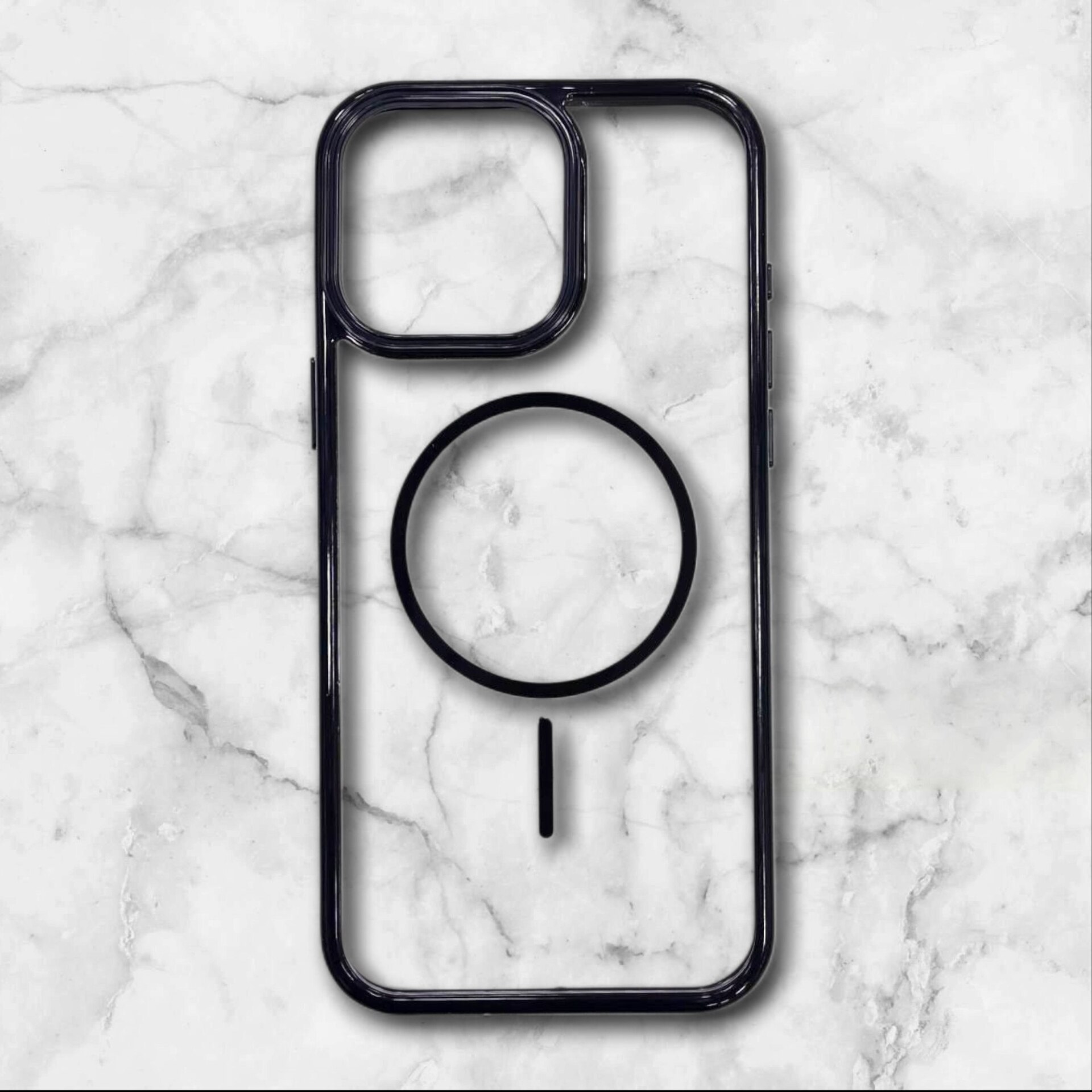  قاب شفاف iphone16promax مگ‌سیف با حلقه و فریم رنگی رنگ مشکی – یونیک کیس 