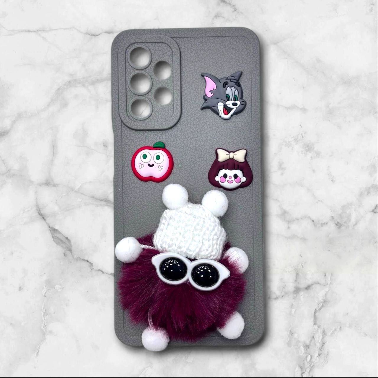  قاب پشمالو سه‌بعدی کارتونی سامسونگ A325G رنگ طوسی – یونیک کیس 