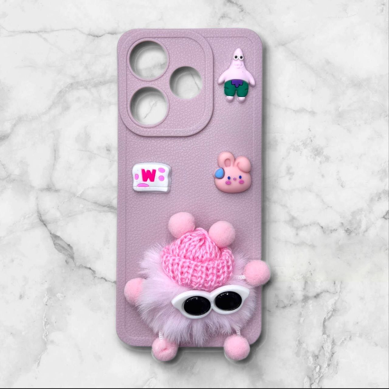  قاب پشمالو سه‌بعدی کارتونی شیائومیRedmi13X رنگ صورتی – یونیک کیس 