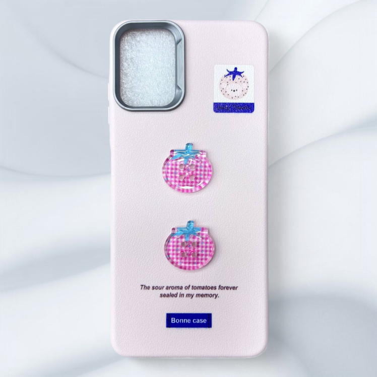 قاب چرمی طرح‌دار سامسونگ A12 رنگ صورتی – Bonne Case-یونیک کیس