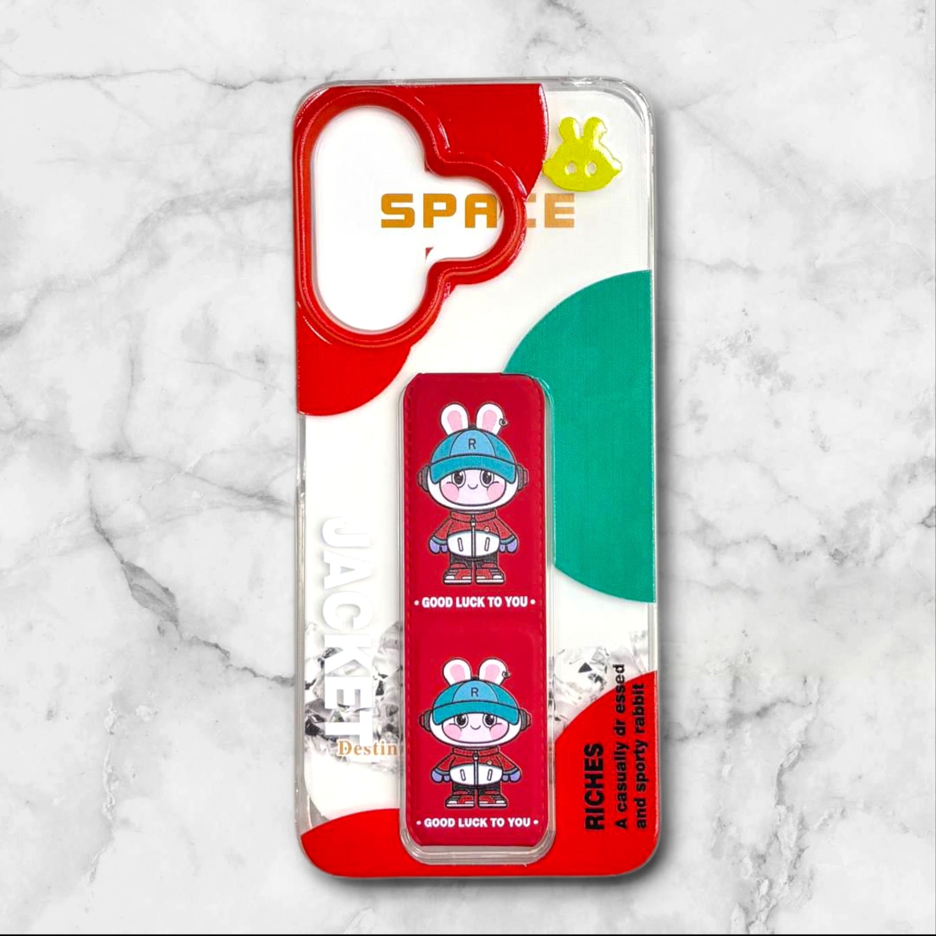  قاب طرح دار شیائومیredmi13x استندی شفاف GOODLUCK رنگ قرمز – یونیک کیس 