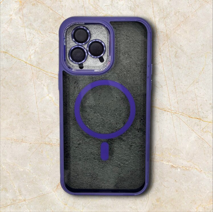 قاب آیفون iPhone14PRO مگ‌ سیف مات با محافظ لنز فلزی رنگ بنفش – یونیک کیس 