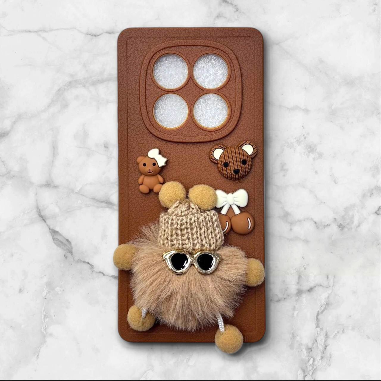  قاب پشمالو سه‌بعدی کارتونی شیائومی Note14Pro4G رنگ قهوه ای – یونیک کیس 