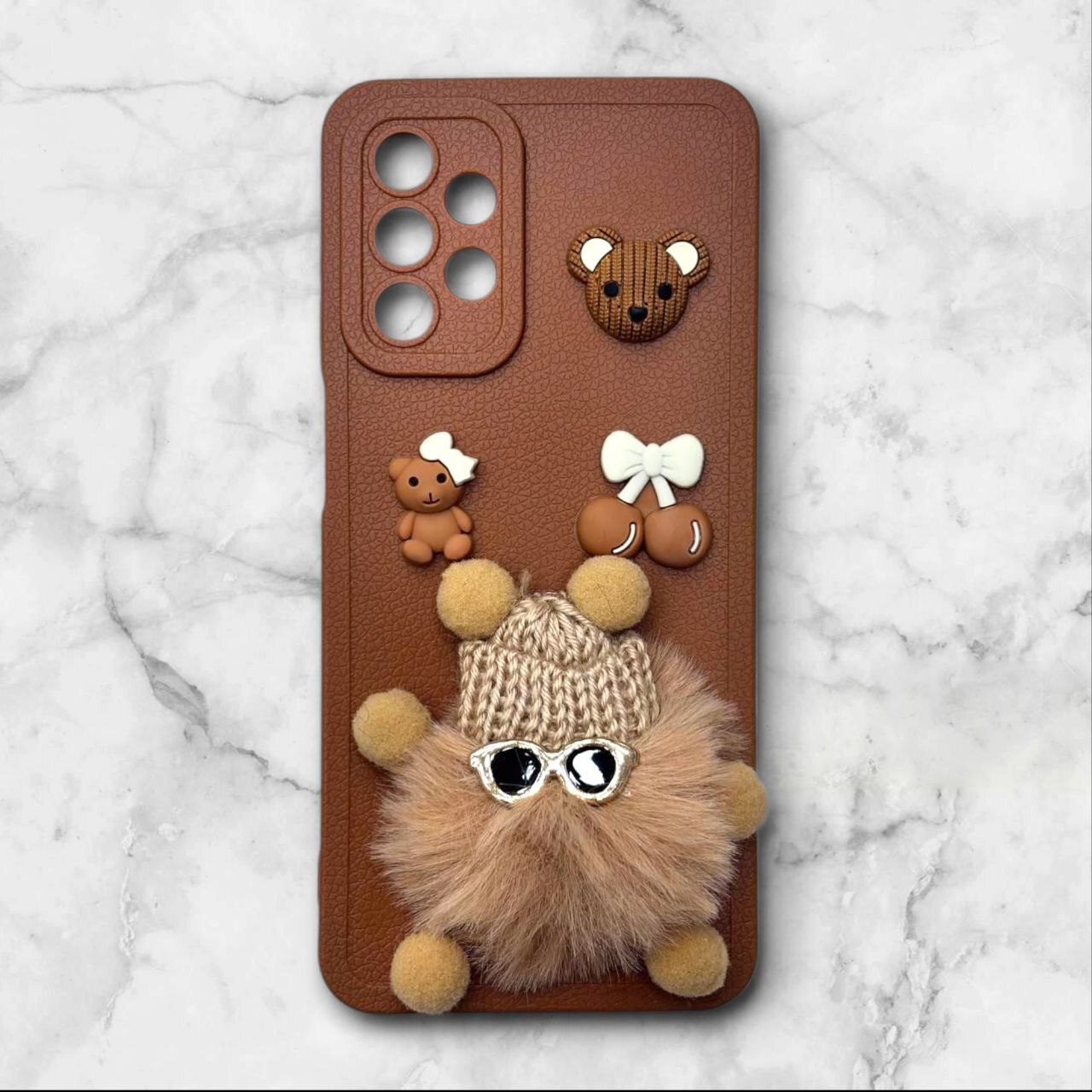  قاب پشمالو سه‌بعدی کارتونی سامسونگ A325G رنگ قهوه ای – یونیک کیس 