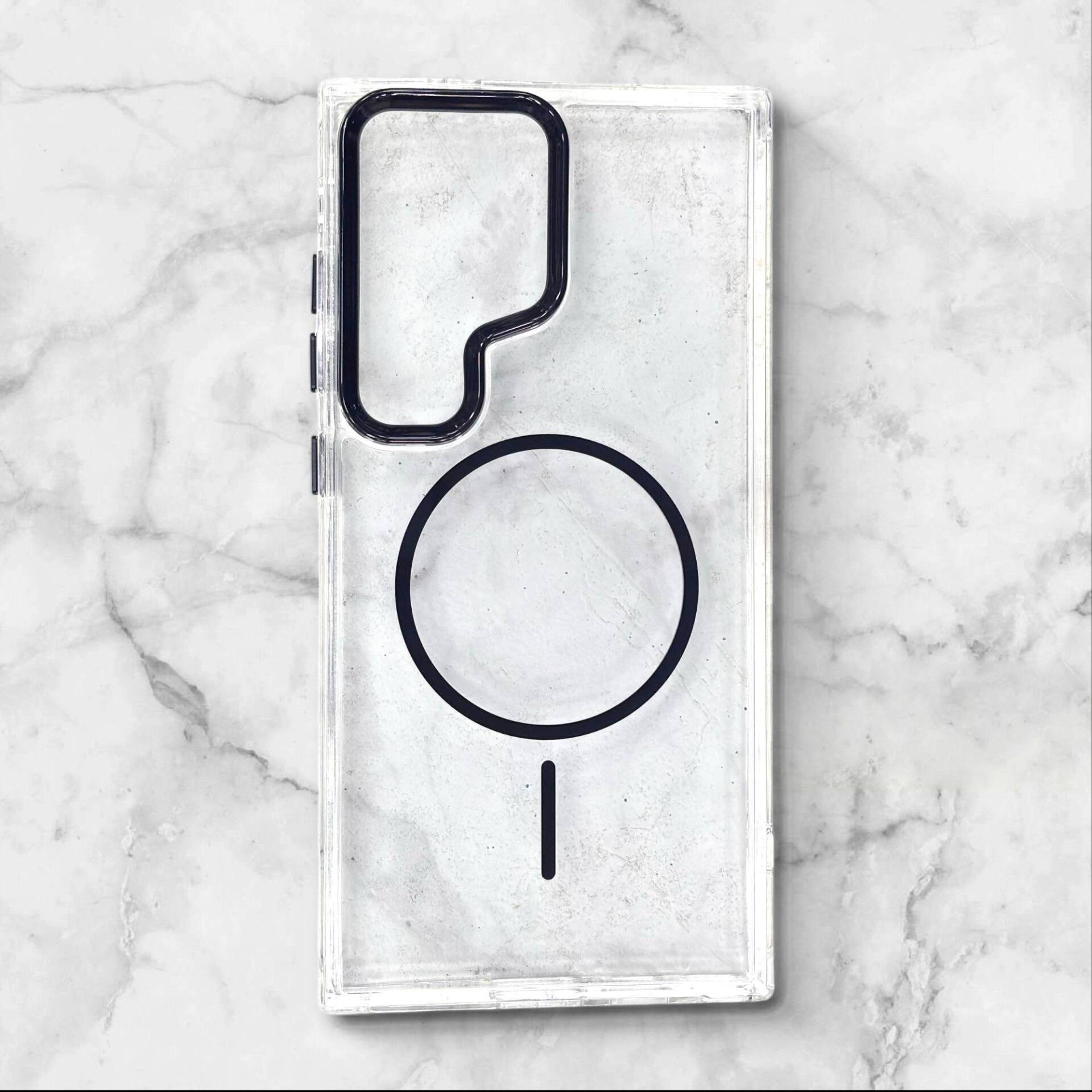  قاب سامسونگsamsungs25ultra شفاف با لبه فلزی براق رنگ مشکی – یونیک کیس 