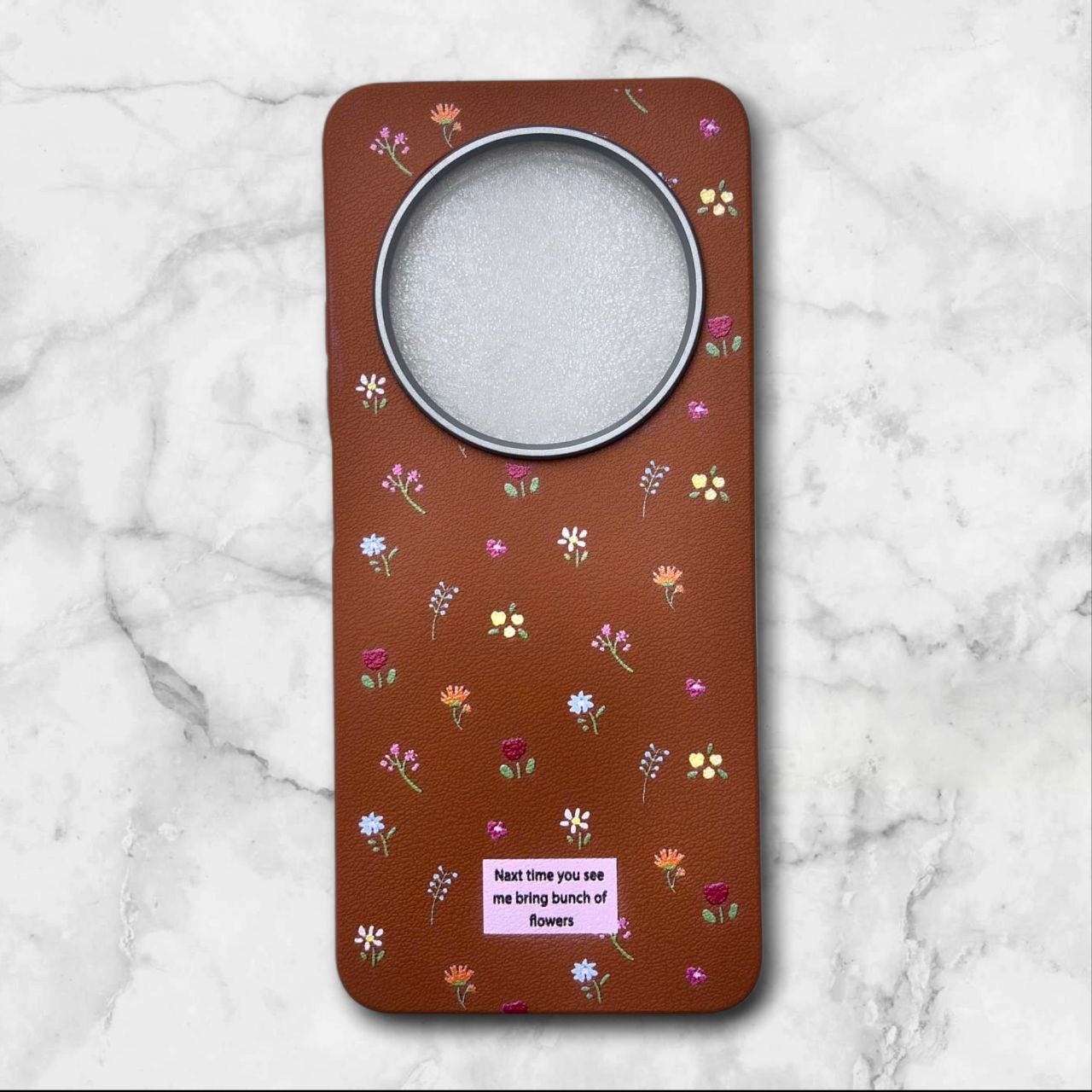  قاب طرح دار گل دار – Flower case شیائومی Redmi14c رنگ قهوه ای – یونیک کیس 