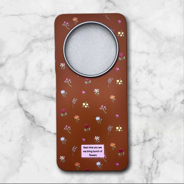 قاب طرح دار گل دار – Flower case شیائومی Redmi14c رنگ قهوه ای – یونیک کیس 