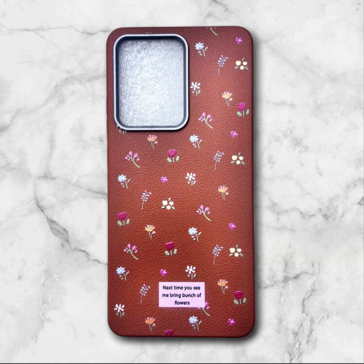 قاب طرح دار گل دار – Flower case شیائومی RedmiNote14S رنگ قهوه ای – یونیک کیس 