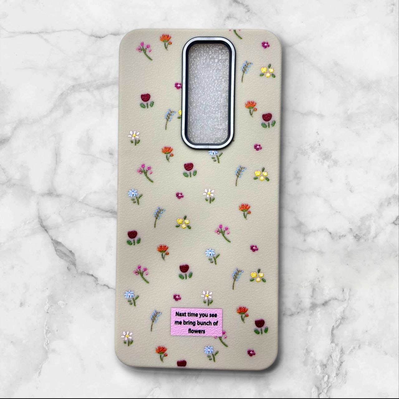  قاب طرح دار گل دار – Flower case شیائومی RedmiNote8Pro رنگ کرمی – یونیک کیس 