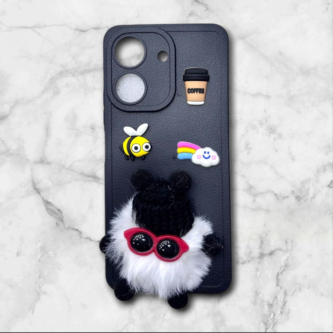  قاب پشمالو سه‌بعدی کارتونی شیائومیRedmi13C رنگ مشکی – یونیک کیس 