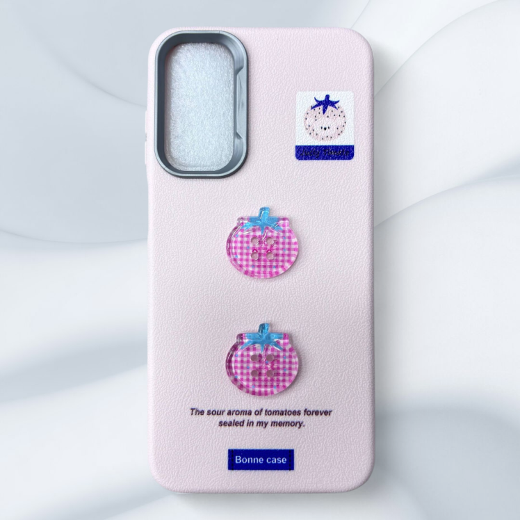 قاب چرمی طرح‌دار سامسونگ A56 رنگ صورتی – Bonne Case -یونیک کیس