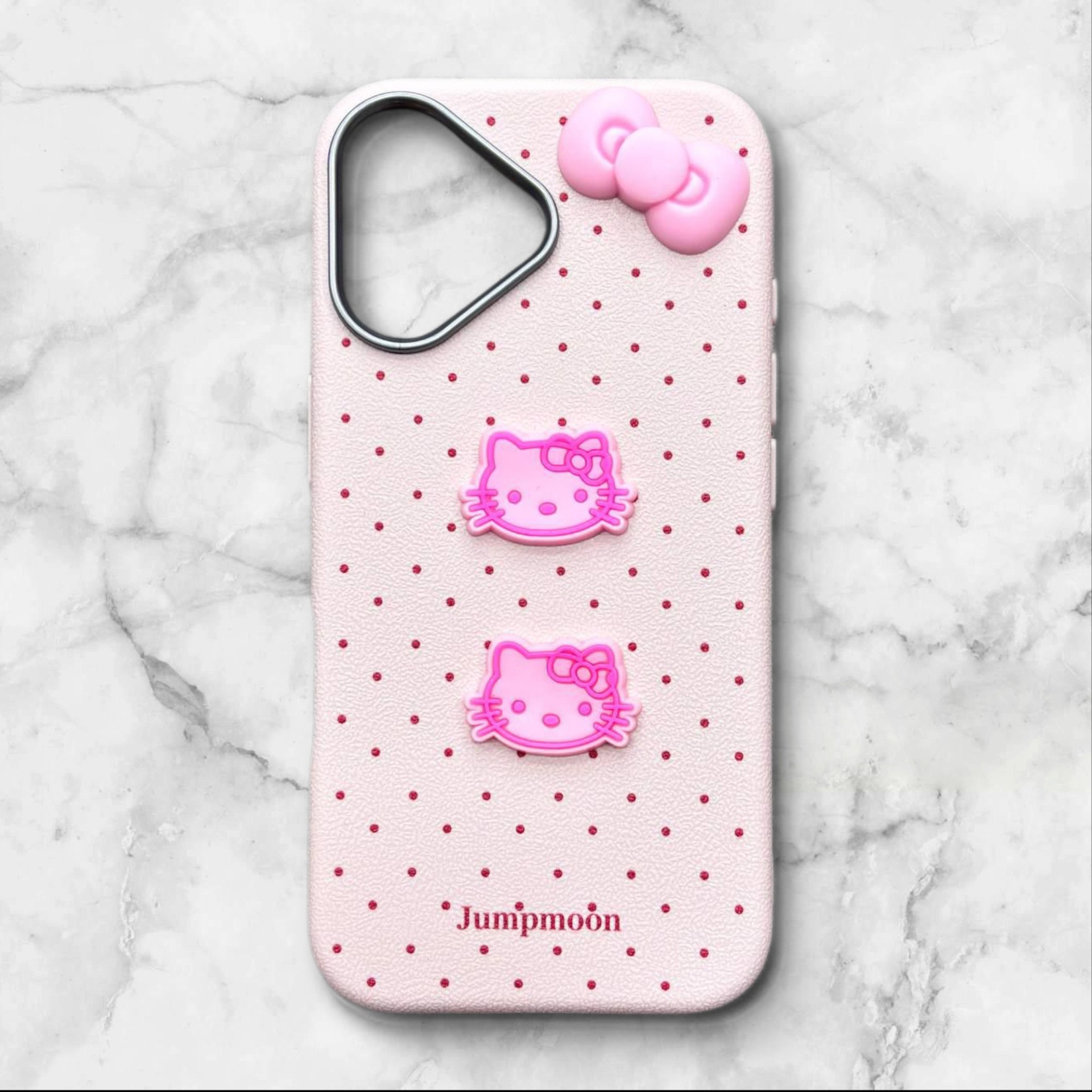 کاور طرح دار ایفونiphone16 هلوکیتی jumpmoon رنگ صورتی – یونیک کیس