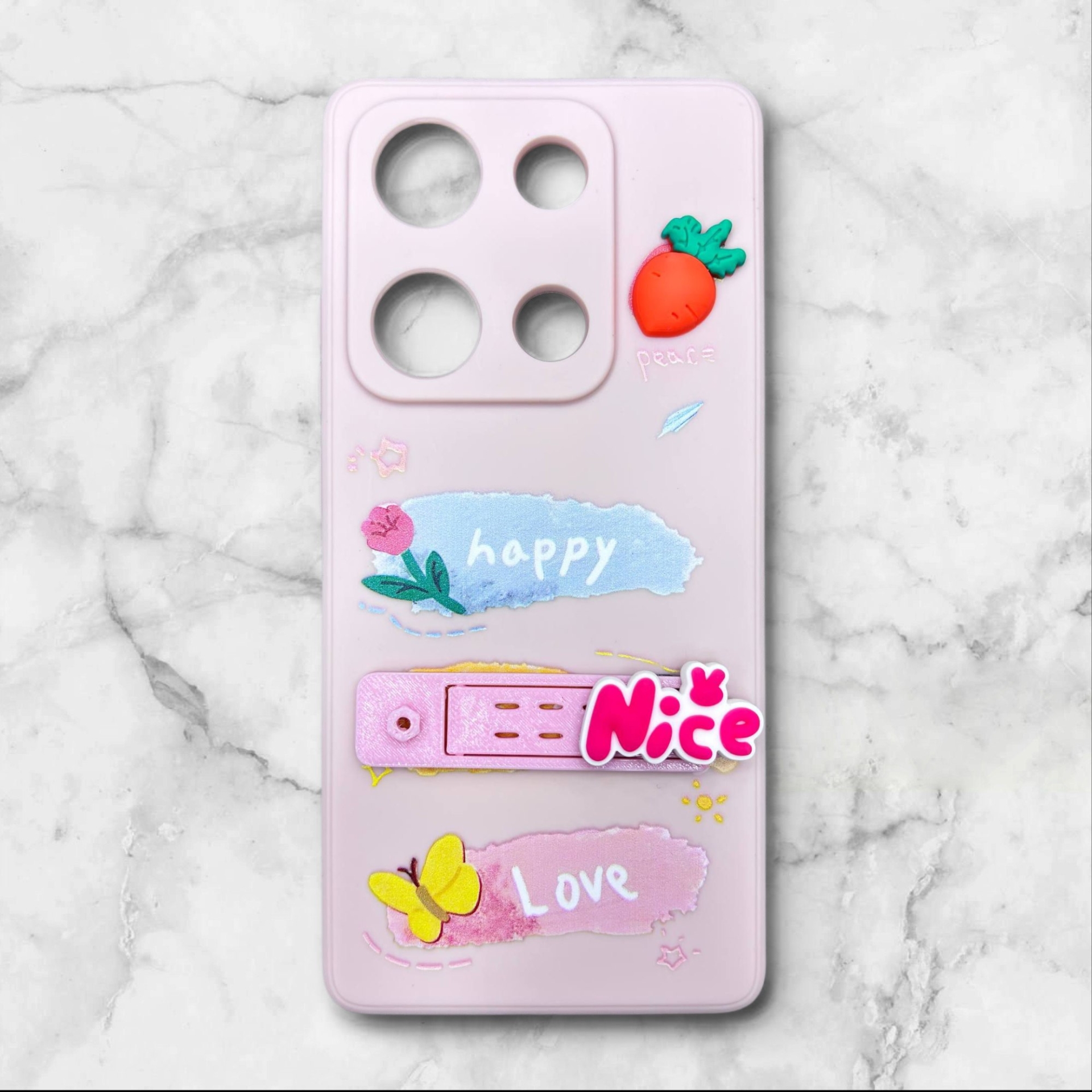  قاب شیائومی redminote14s فانتزی استنددار Nice Mood رنگ صورتی – یونیک کیس 