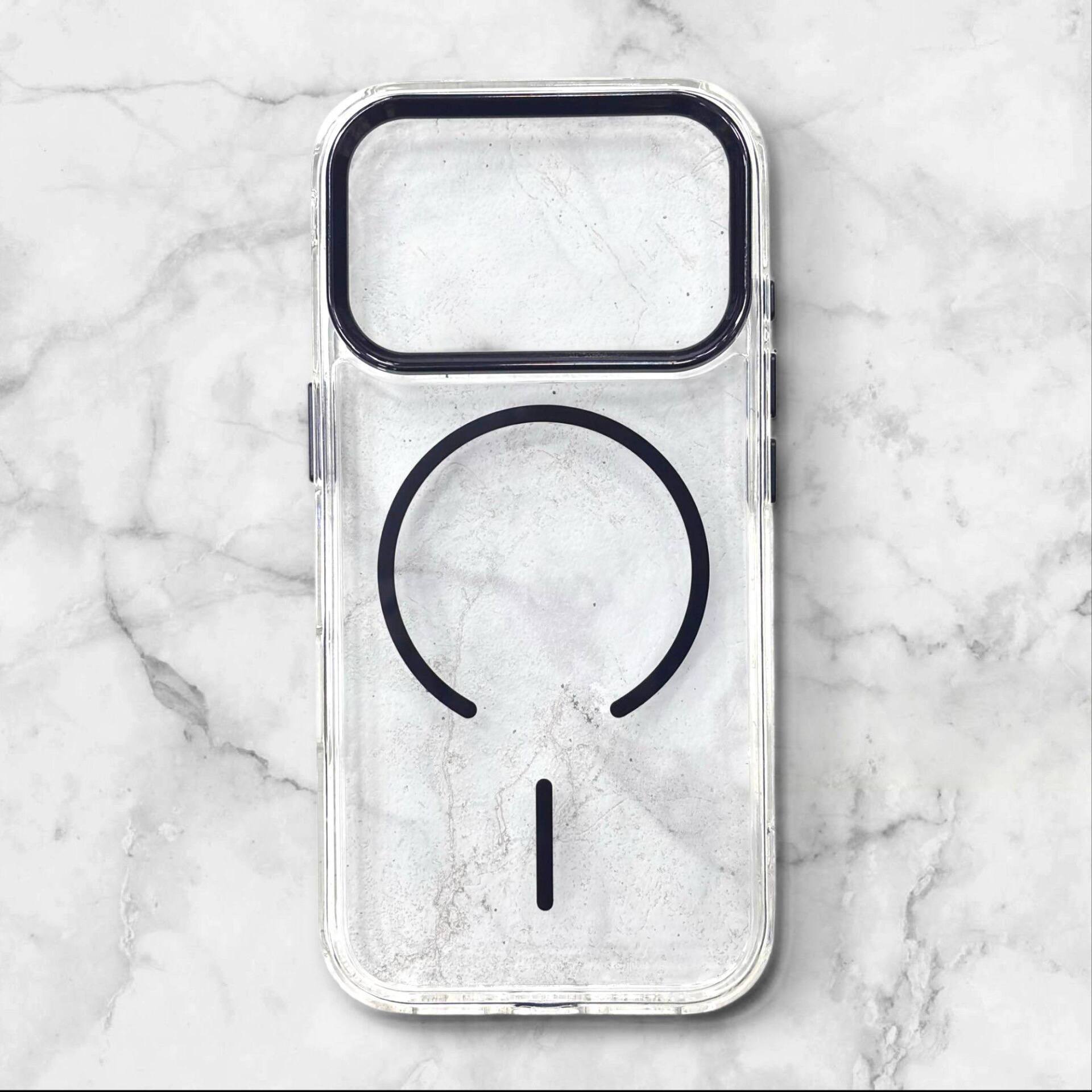  قاب ایفونiPhone17promax شفاف با لبه فلزی براق رنگ مشکی – یونیک کیس 