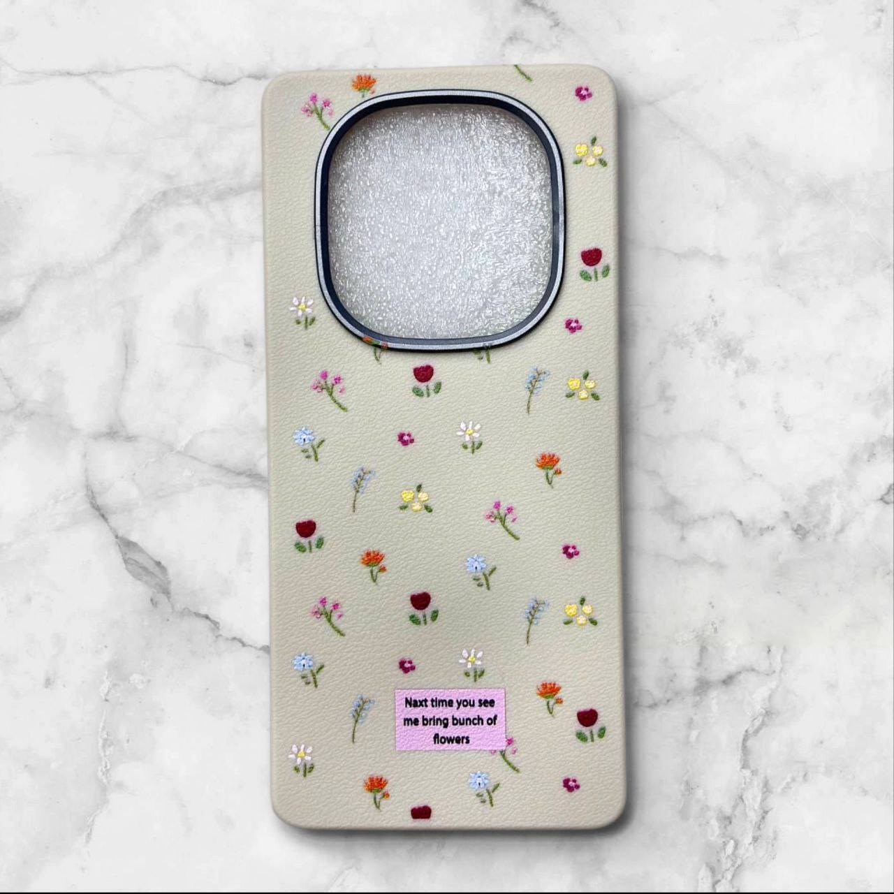 قاب طرح دار گل دار – Flower case شیائومی RedmiNote14Pro4G رنگ کرمی – یونیک کیس