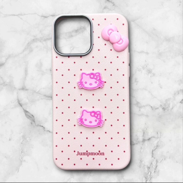 کاور طرح دار ایفونiphone13promax هلوکیتی jumpmoon رنگ صورتی – یونیک کیس 
