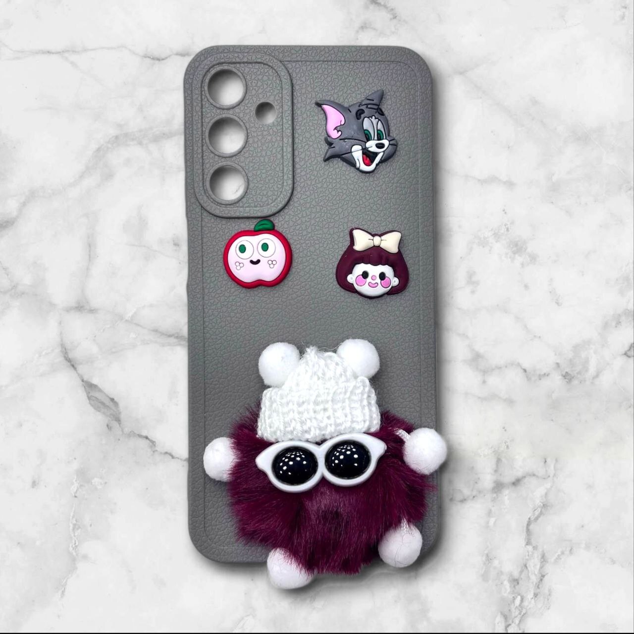 قاب پشمالو سهبعدی کارتونی سامسونگ A16 رنگ طوسی – یونیک کیس