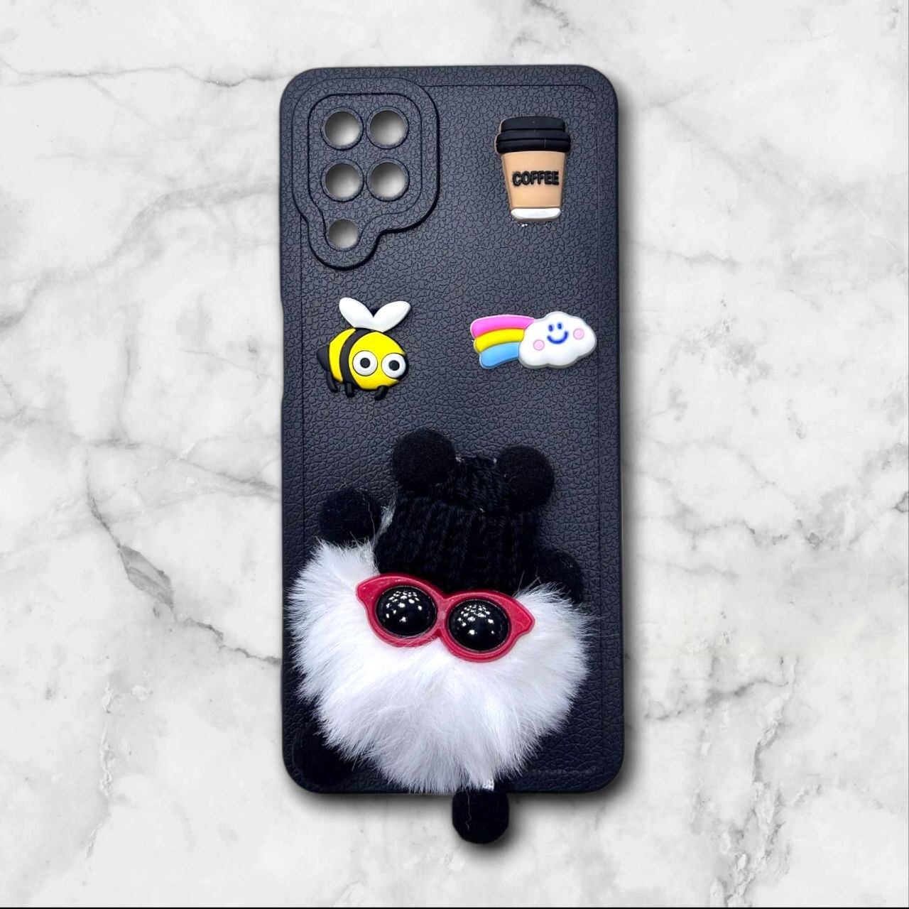  قاب پشمالو سه‌بعدی کارتونی سامسونگ A12 رنگ مشکی – یونیک کیس 