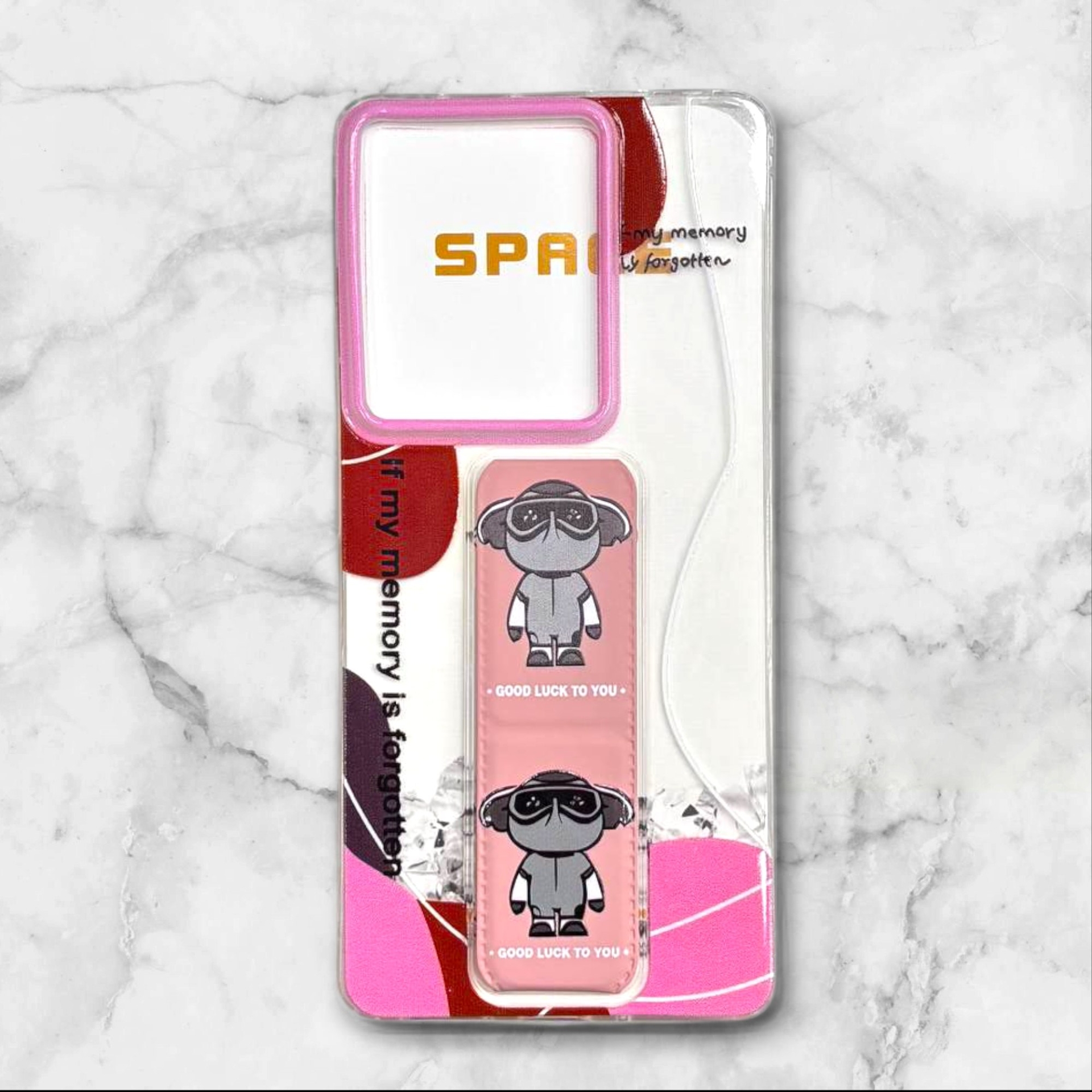  قاب طرح دار شیائومیredminote14s استندی شفاف GOODLUCK رنگ صورتی – یونیک کیس 