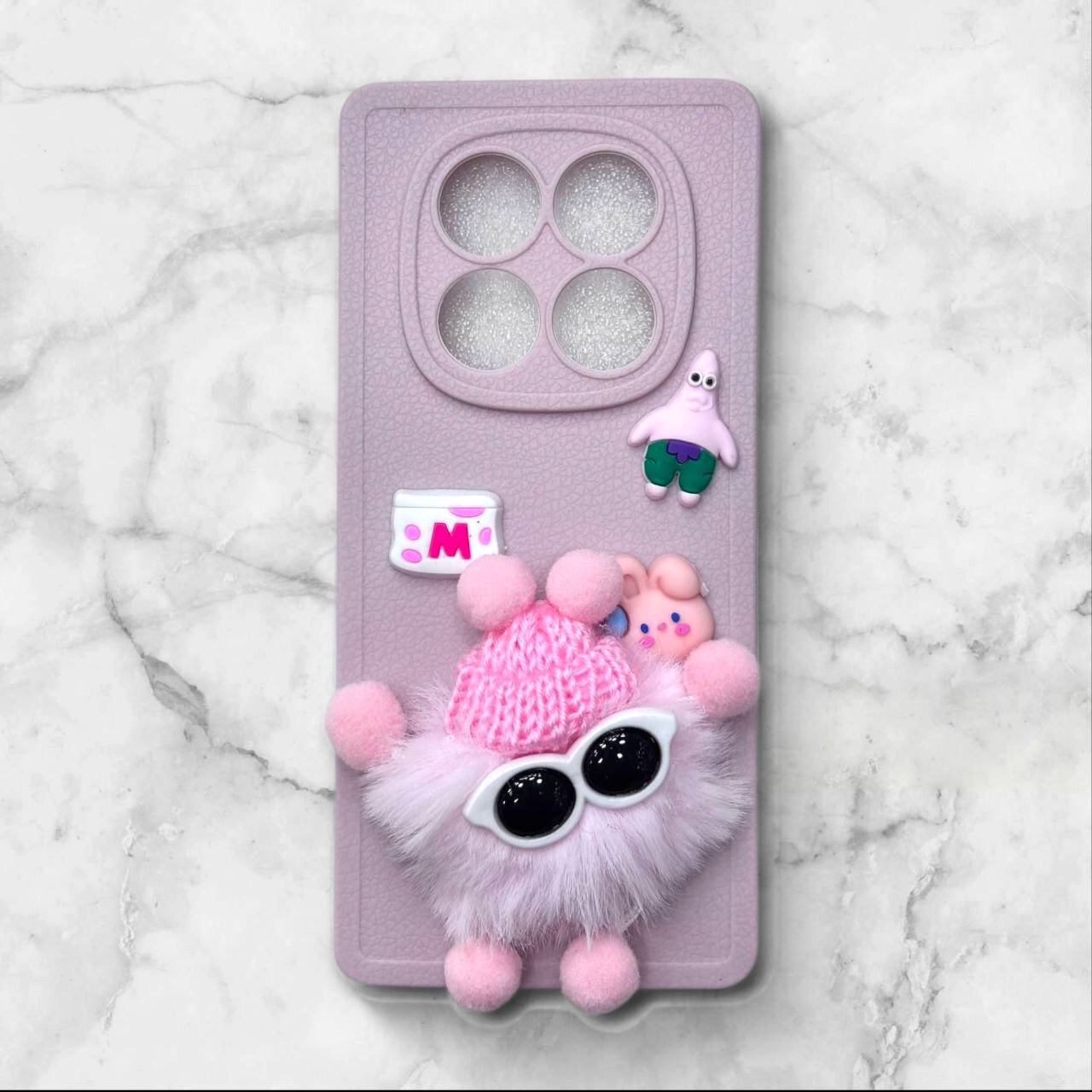  قاب پشمالو سه‌بعدی کارتونی شیائومیNote14Pro4G رنگ صورتی – یونیک کیس 