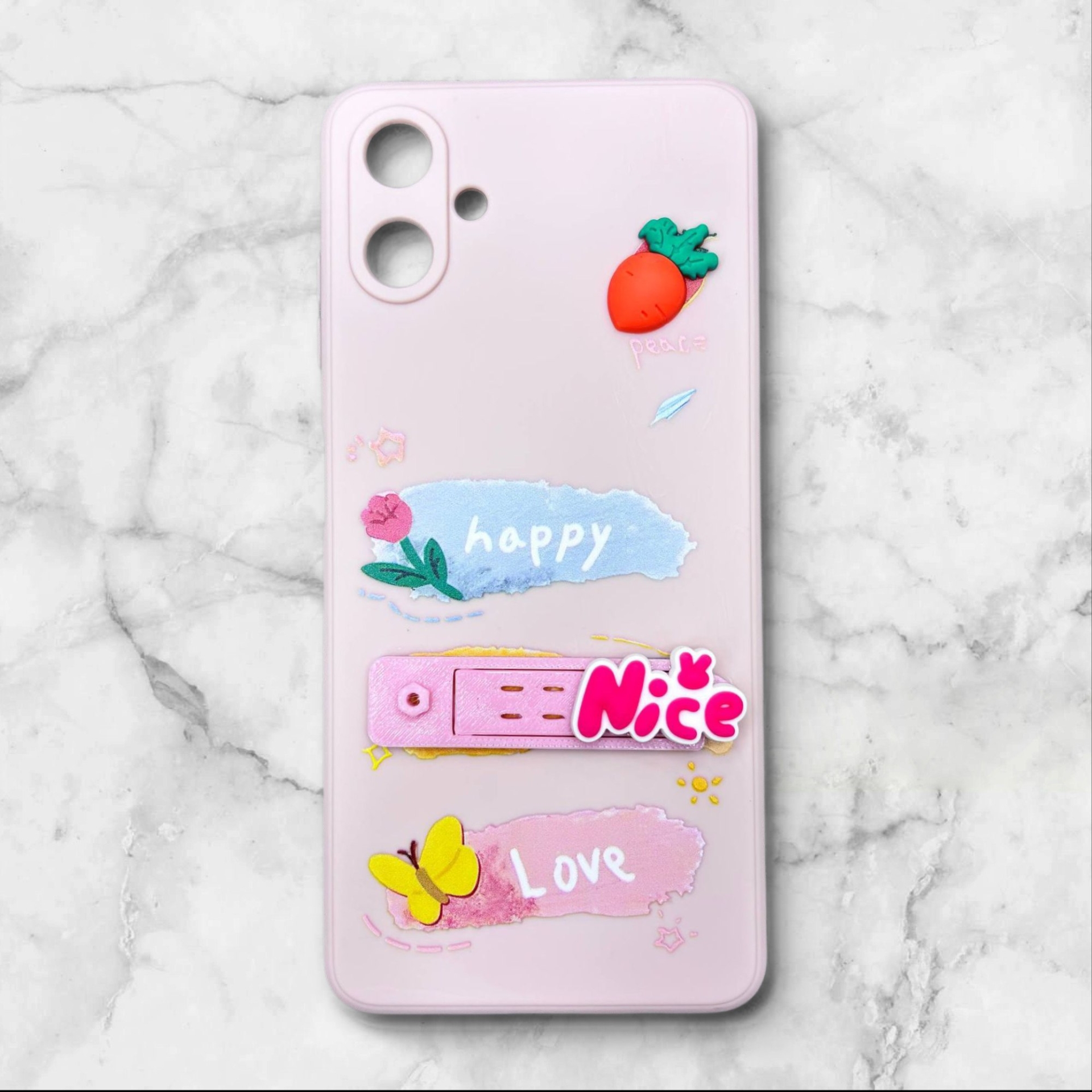  قاب سامسونگ samsungA06 فانتزی استنددار Nice Mood رنگ صورتی – یونیک کیس 