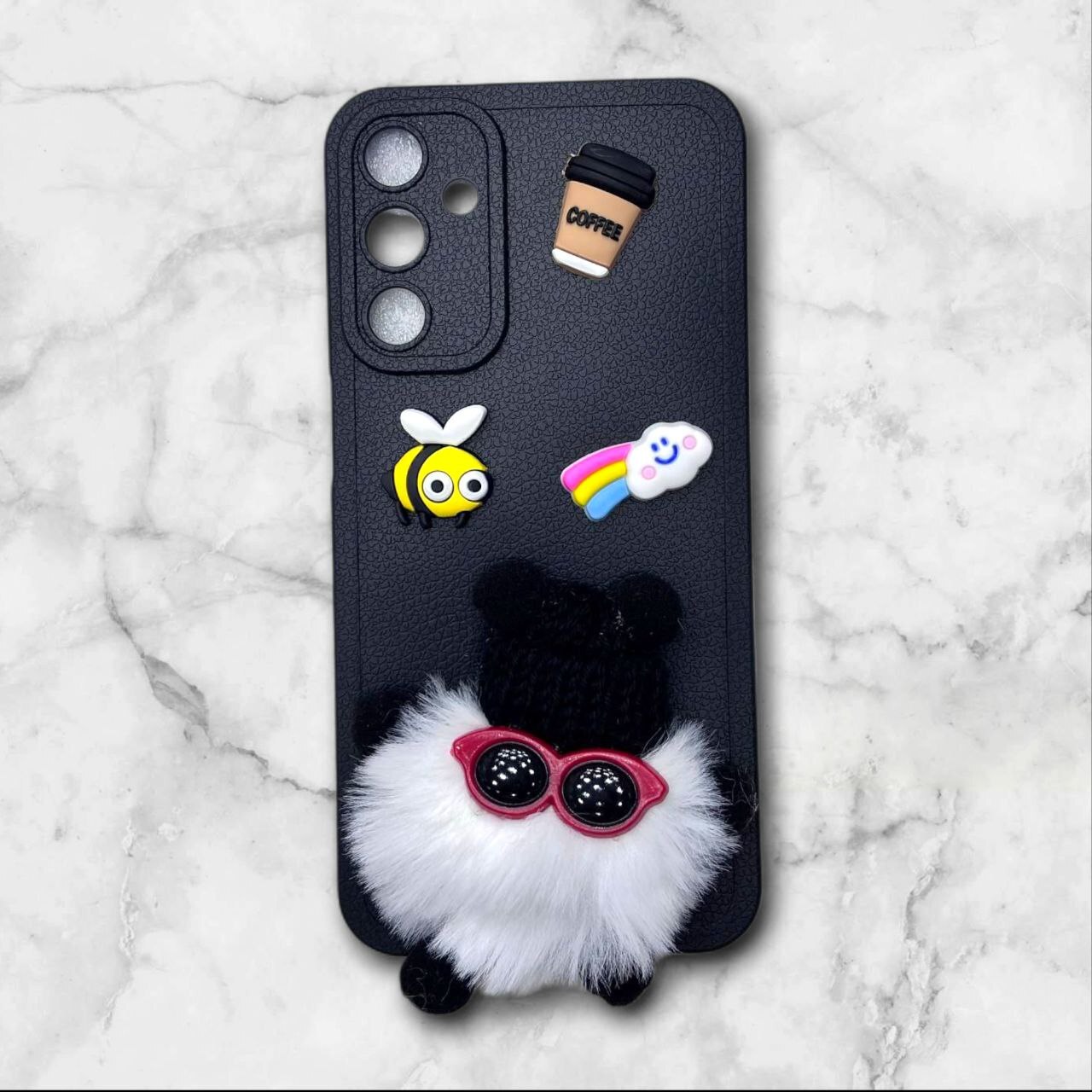 قاب پشمالو سهبعدی کارتونی سامسونگ A16 رنگ مشکی – یونیک کیس