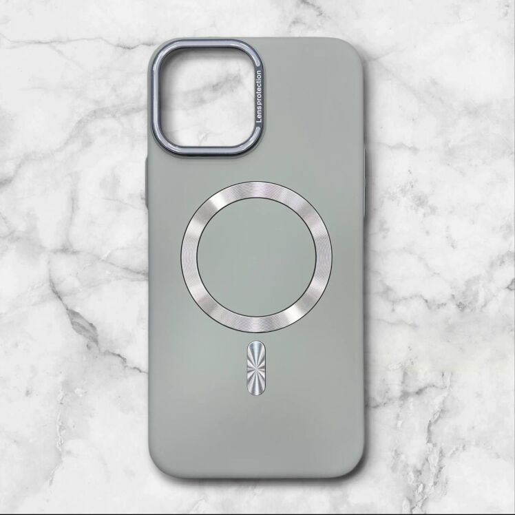 قاب ایفون iPhone12 مگ‌سیف کربن با فریم فلزی لنز رنگ خاکستری – یونیک کیس 