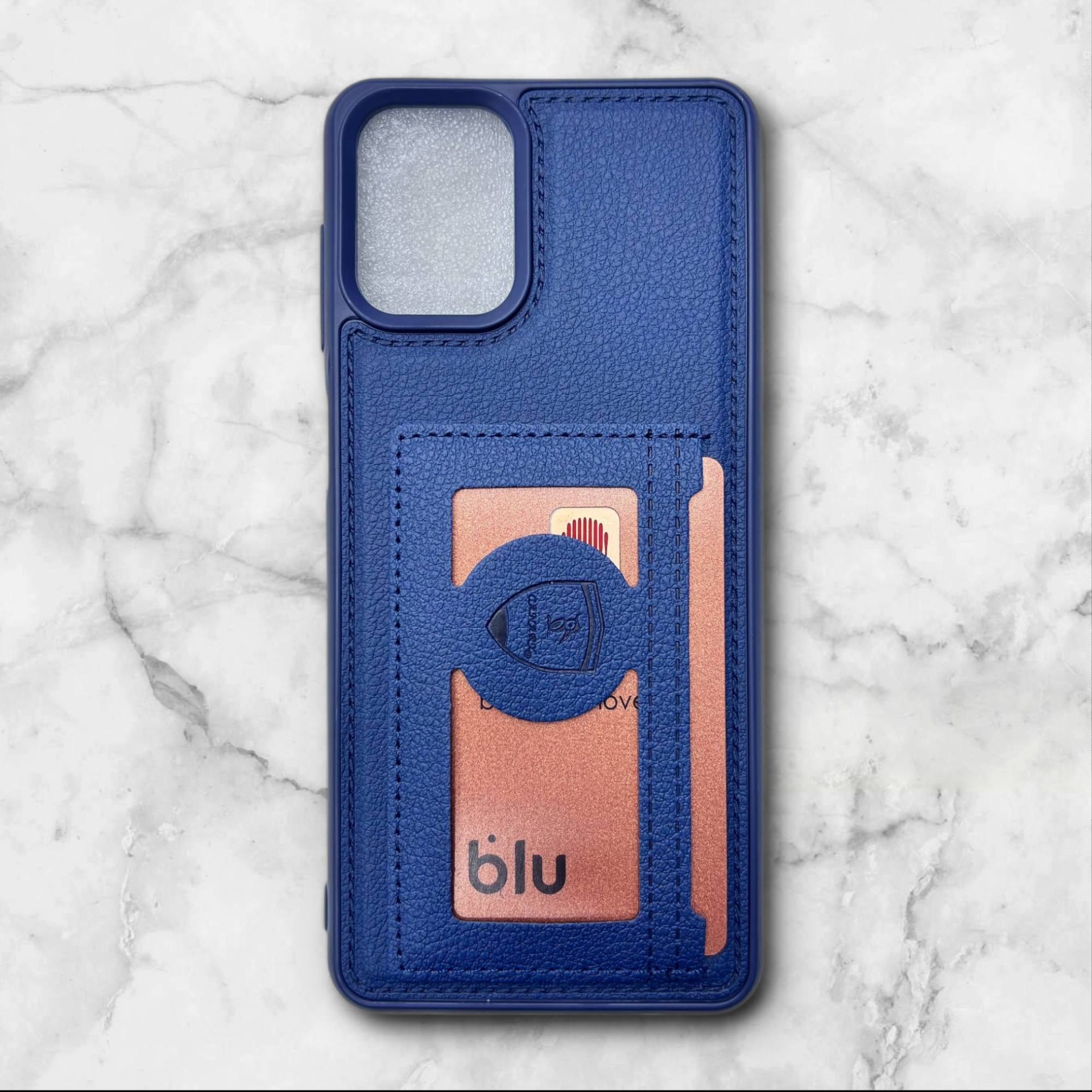  قاب چرمی جاکارتی سامسونگ Samsung A12 رنگ سورمه ای– Canary– یونیک کیس 