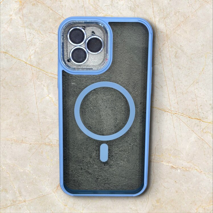 قاب آیفون iPhone13 مگ‌ سیف مات با محافظ لنز فلزی رنگ ابی اسمانی – یونیک کیس 