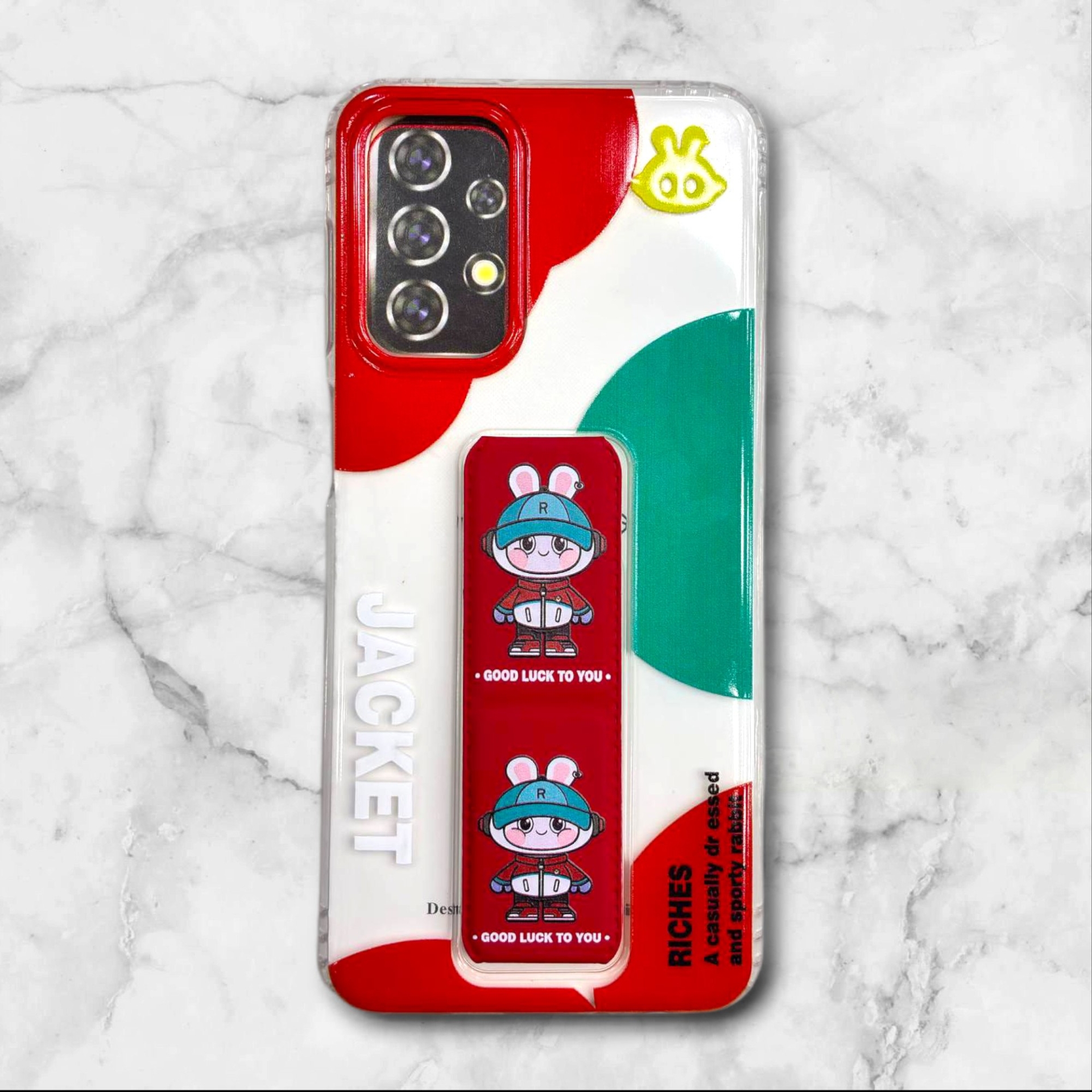  قاب طرح دار سامسونگsamsunga13 استندی شفاف GOODLUCK رنگ قرمز – یونیک کیس 