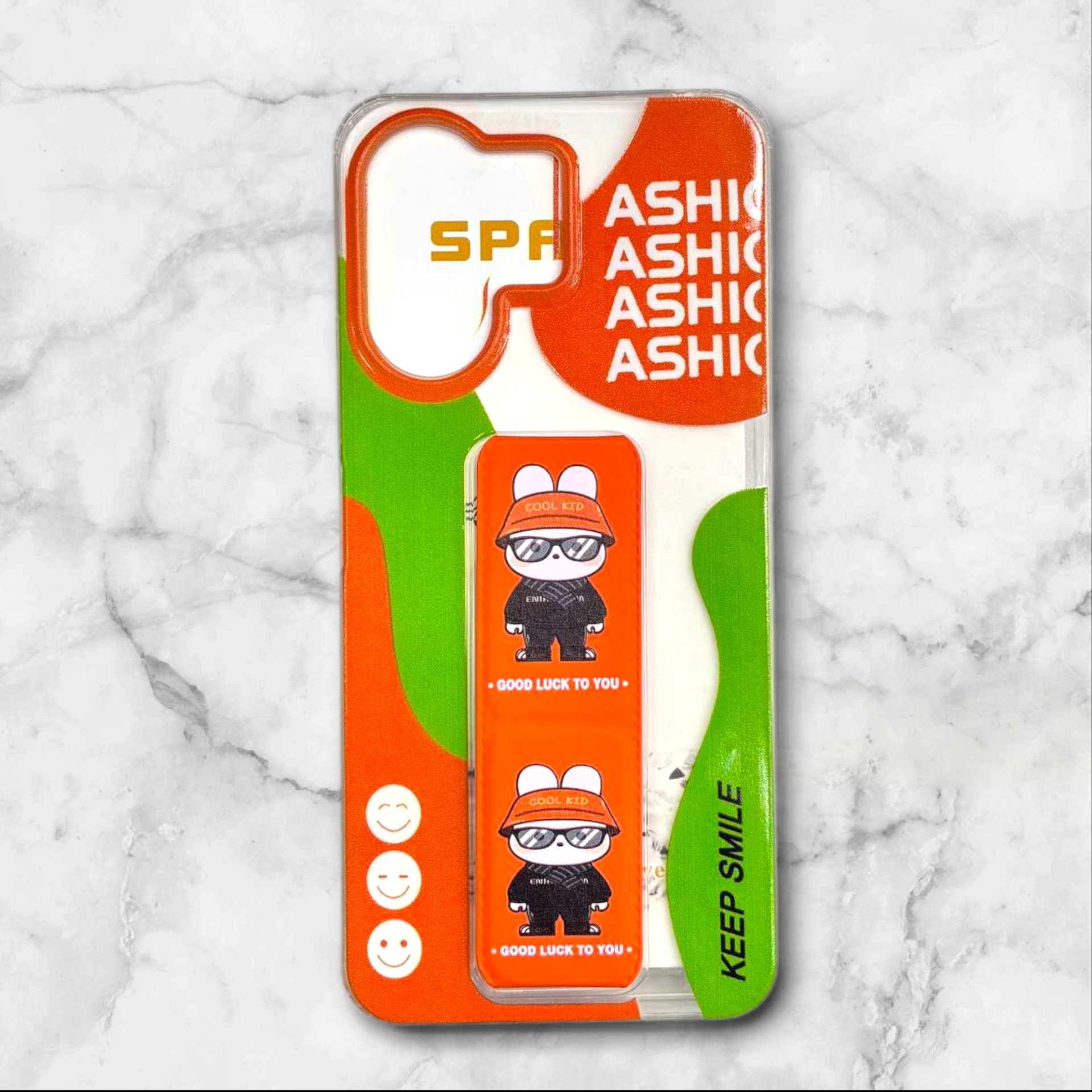  قاب طرح دار شیائومیredmi13c استندی شفاف GOODLUCK رنگ نارنجی – یونیک کیس 