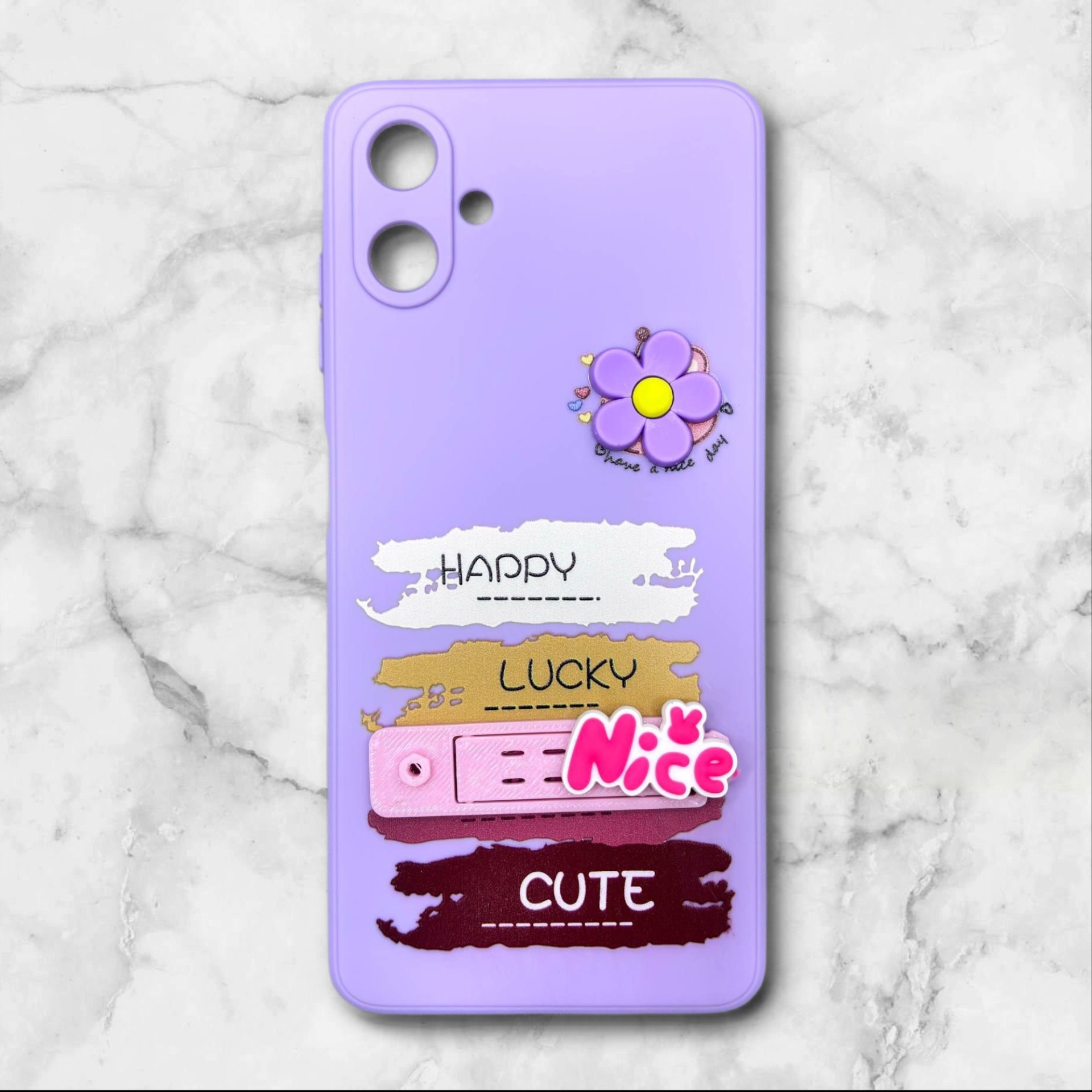  قاب سامسونگ samsungA06 فانتزی استنددار Nice Mood رنگ بنفش – یونیک کیس 