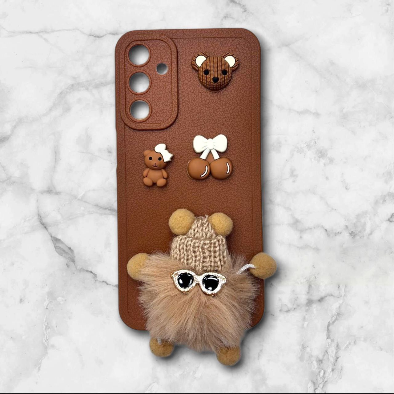 قاب پشمالو سهبعدی کارتونی سامسونگ A16 رنگ قهوه ای – یونیک کیس