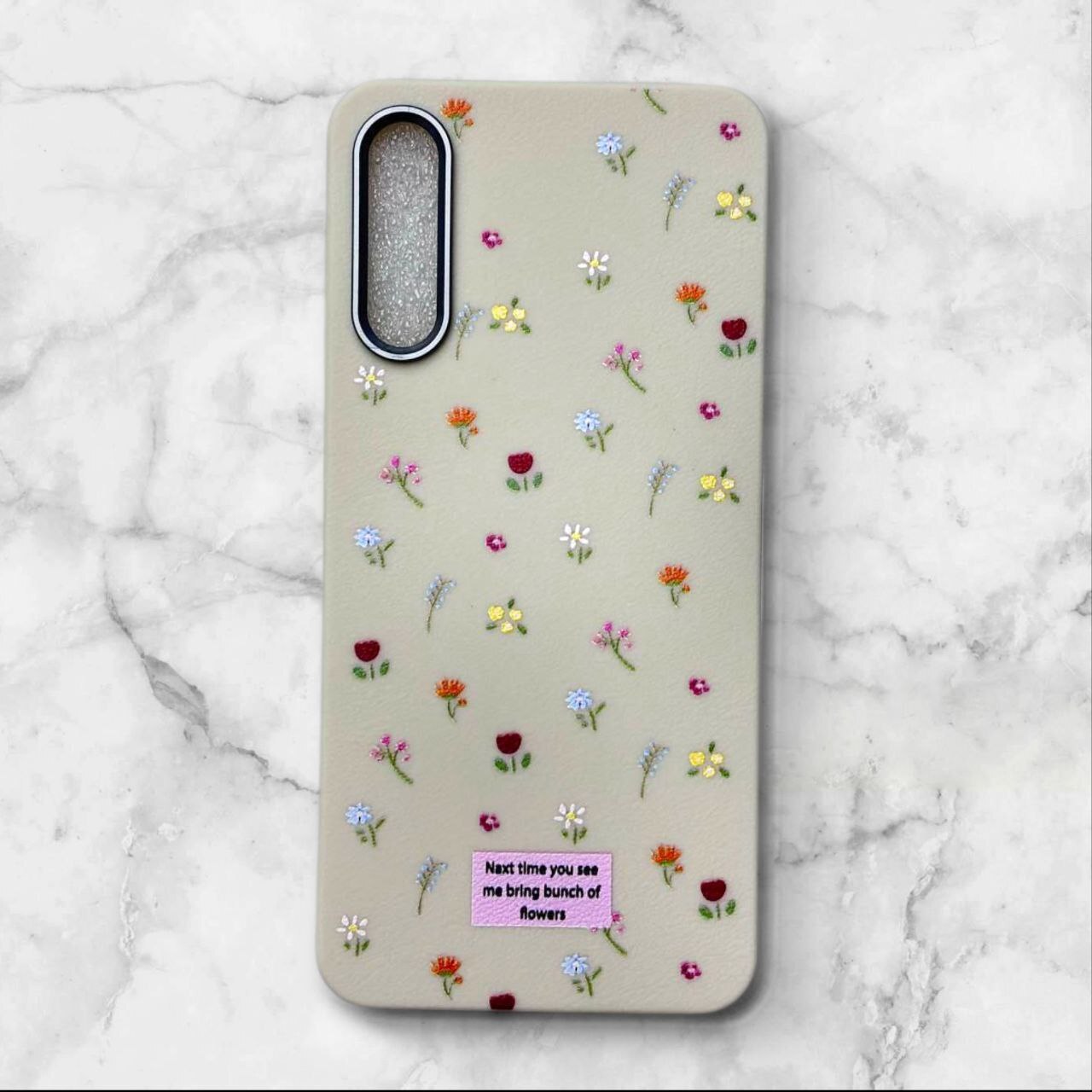  قاب طرح دار گل دار – Flower case سامسونگ A30s رنگ کرمی – یونیک کیس 