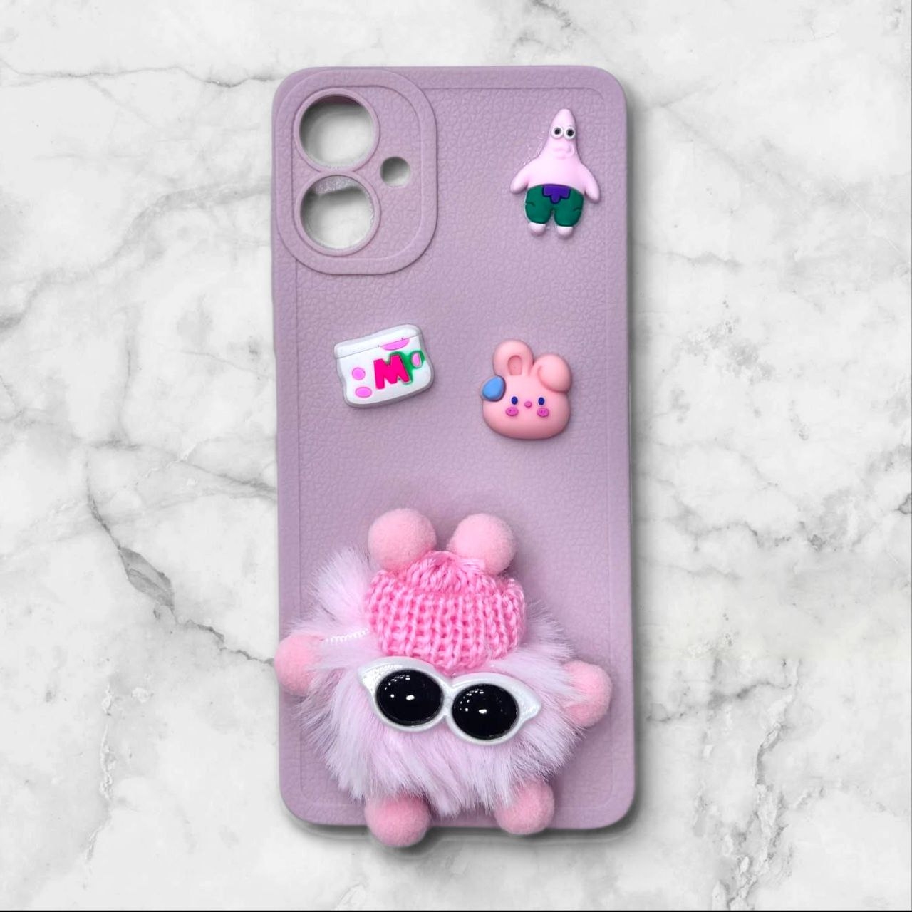  قاب پشمالو سه‌بعدی کارتونی سامسونگ A06 رنگ صورتی – یونیک کیس 