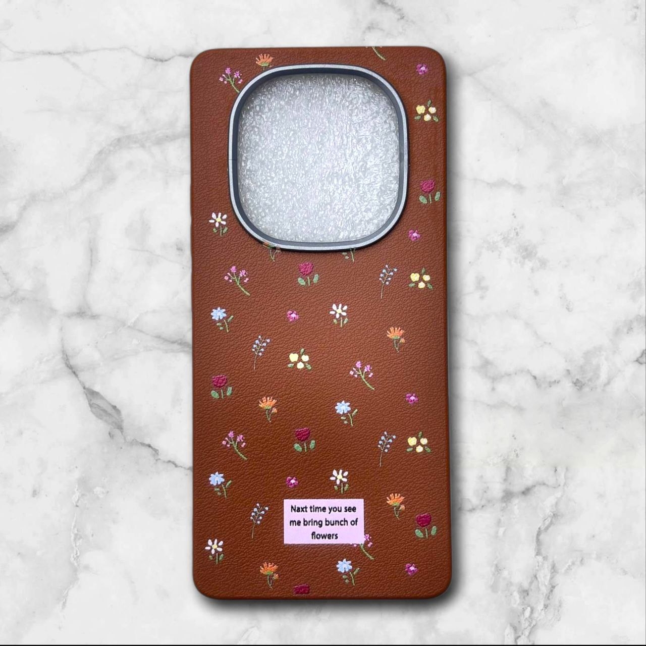 قاب طرح دار گل دار – Flower case شیائومی RedmiNote14Pro4G رنگ قهوه ای – یونیک کیس