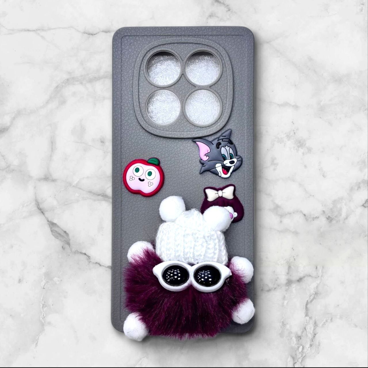  قاب پشمالو سه‌بعدی کارتونی شیائومی Note14Pro4G رنگ طوسی – یونیک کیس 