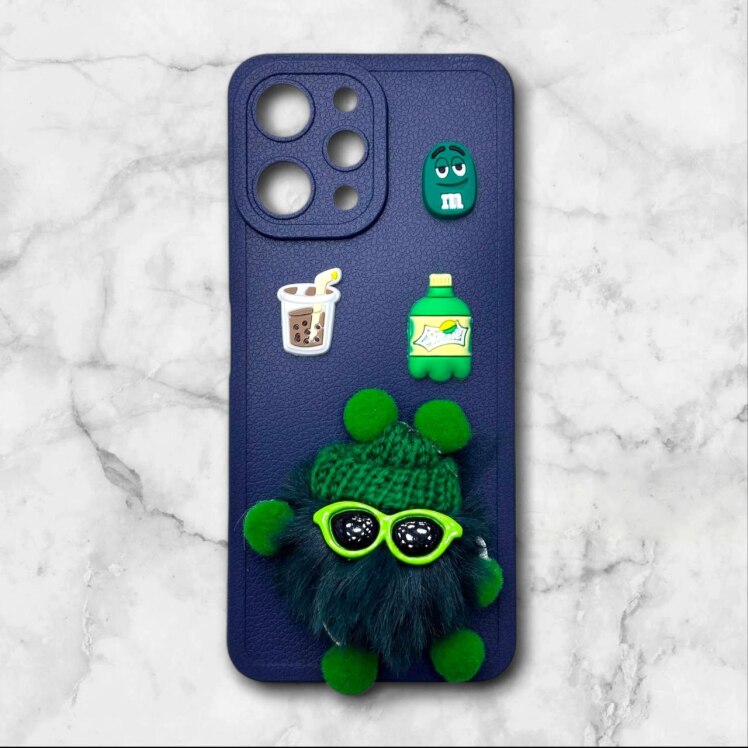 قاب پشمالو سه‌بعدی کارتونی شیائومی Redmi12 رنگ سورمه ای – یونیک کیس 