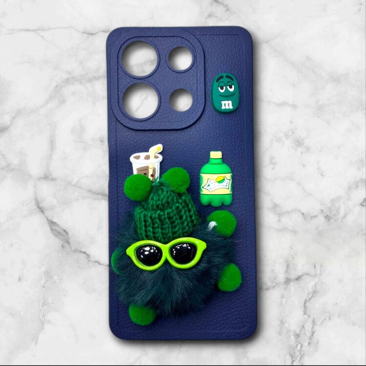 قاب پشمالو سه‌بعدی کارتونی شیائومی Note13Pro4G رنگ سورمه ای – یونیک کیس 