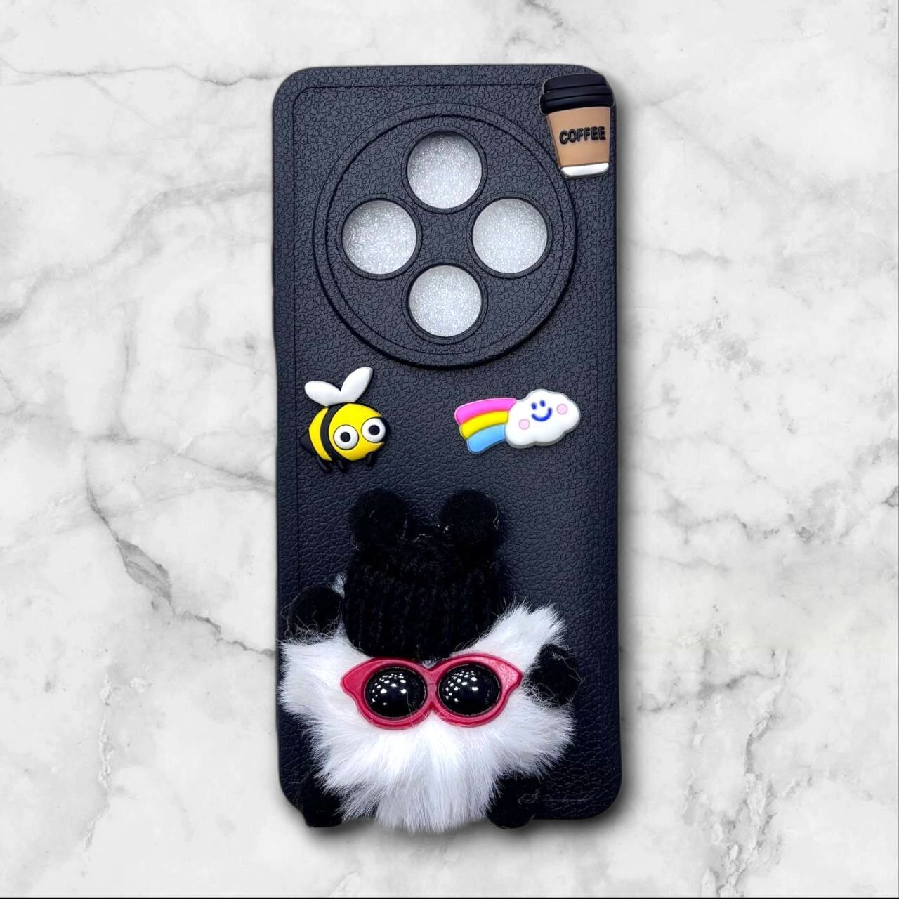  قاب پشمالو سه‌بعدی کارتونی شیائومیRedmi14C رنگ مشکی – یونیک کیس 